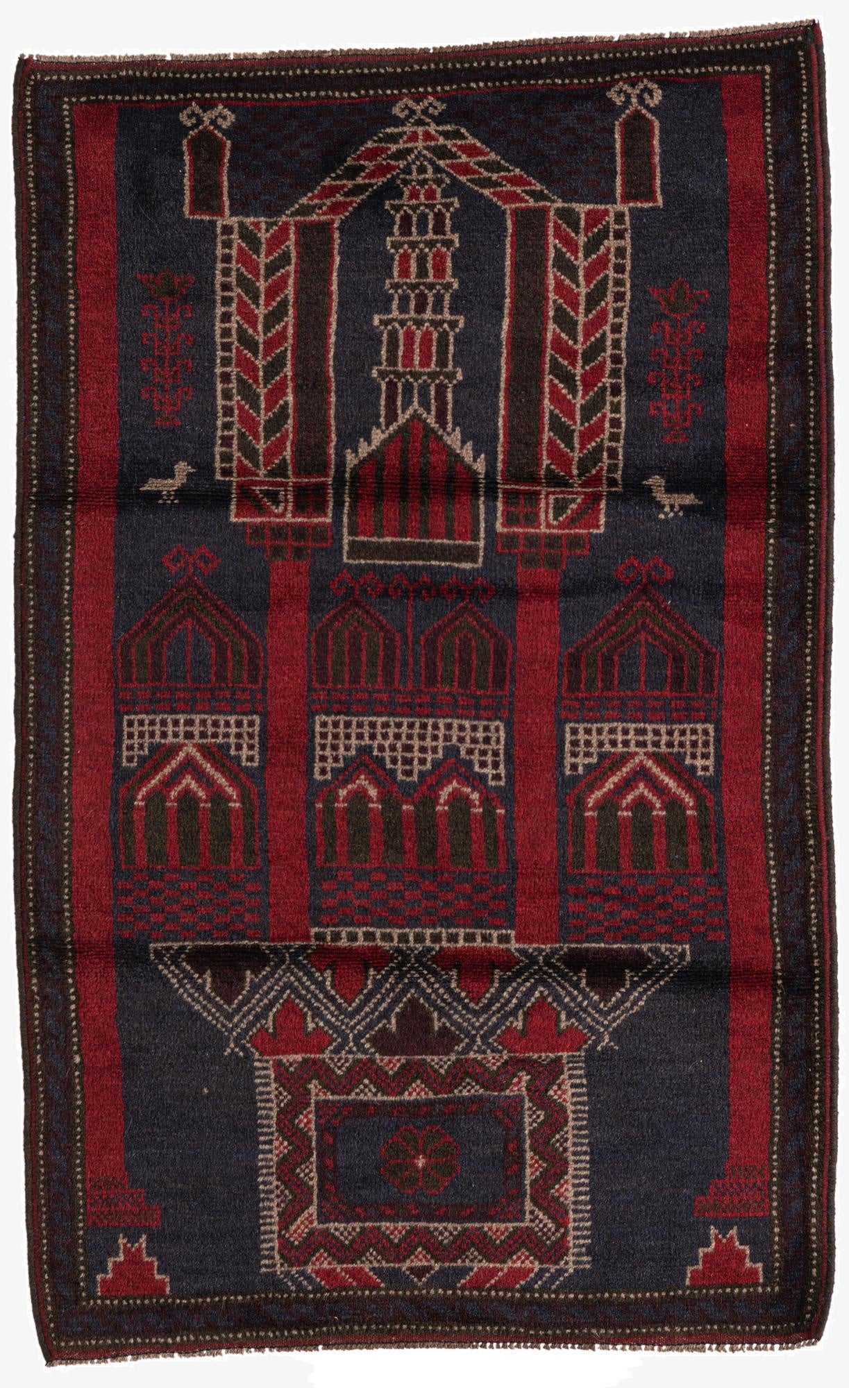 3' x 4' 7  Hand Knotted Balouch Persian Wool Rug