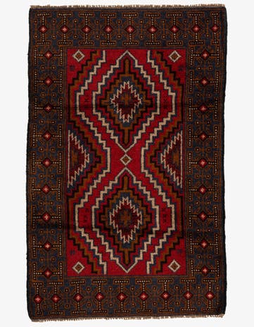 2' 10 x 4' 6 Hand Knotted Balouch Persian Wool Rug