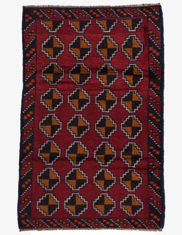 3' x 4' 5 Hand Knotted Balouch Persian Wool Rug