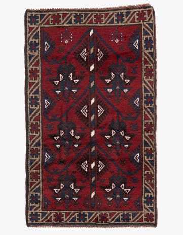 2' 9 x 4' 8 Hand Knotted Balouch Persian Wool Rug