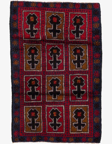 3' x 4' 7 Hand Knotted Balouch Persian Wool Rug