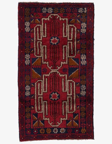 2' 8 x 4' 10 Hand Knotted Balouch Persian Wool Rug