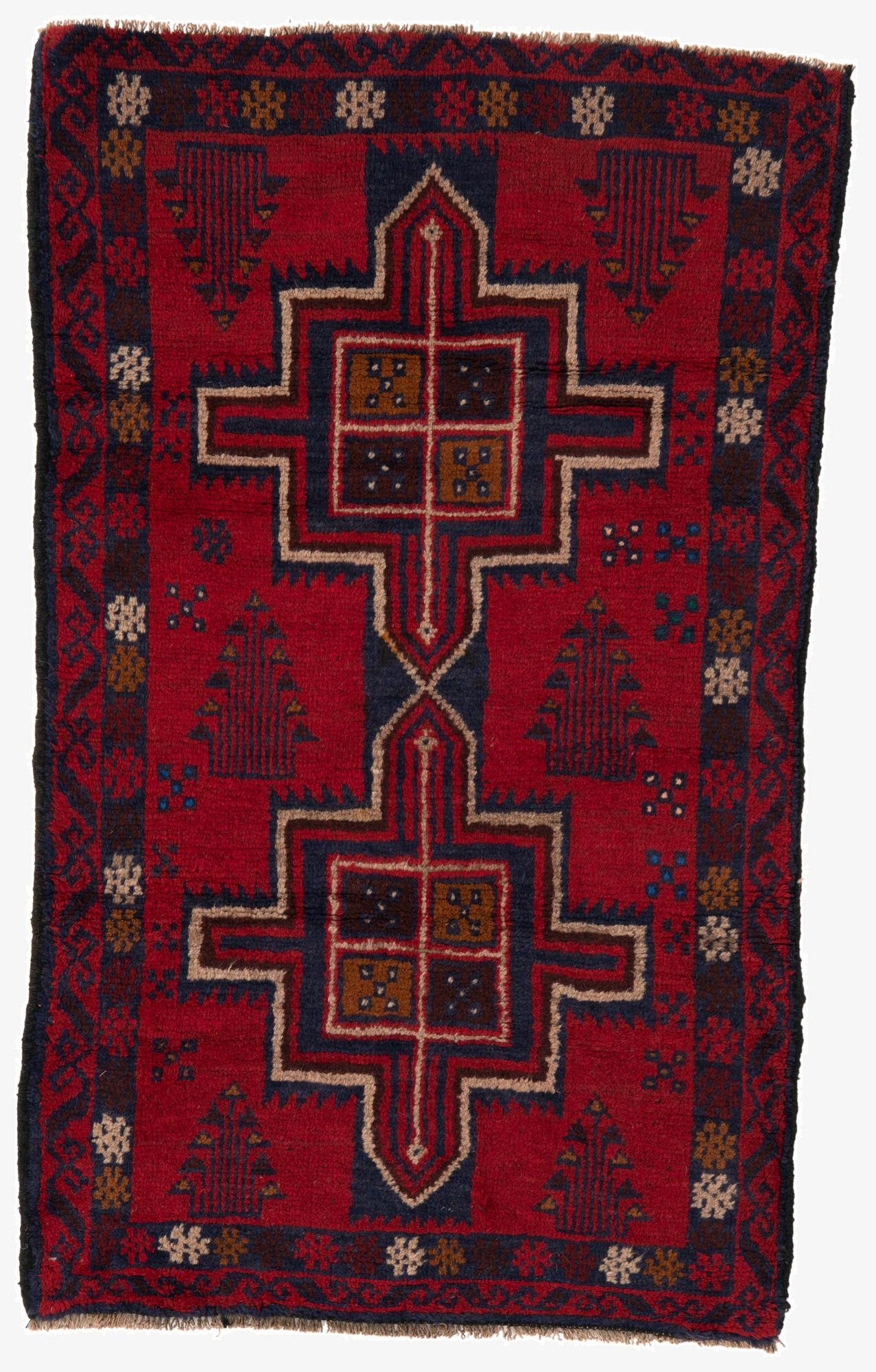 2' 11 x 4' 9  Hand Knotted Balouch Persian Wool Rug