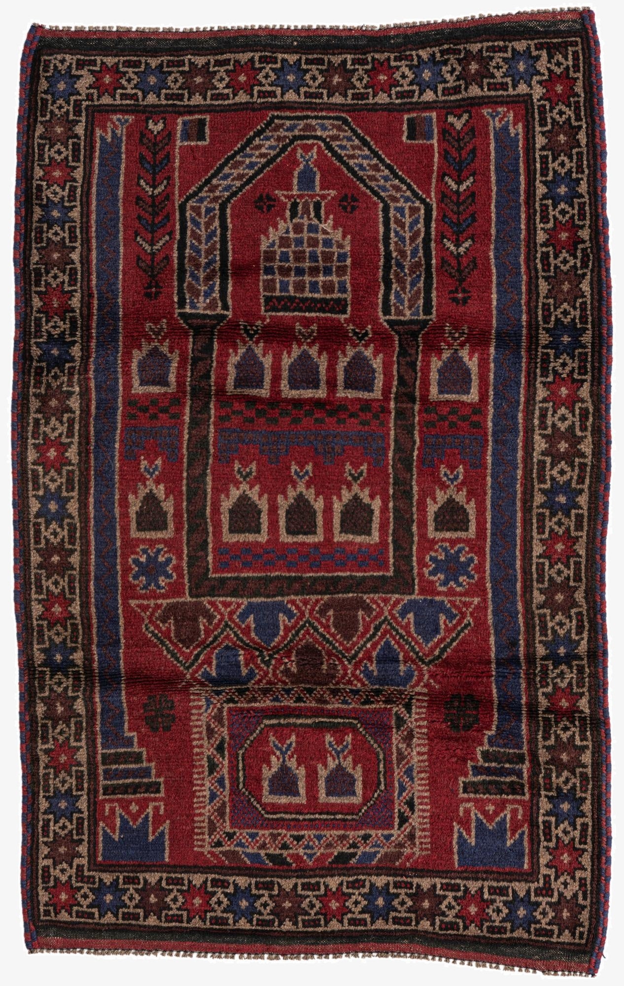 3' x 4' 8  Hand Knotted Balouch Persian Wool Rug