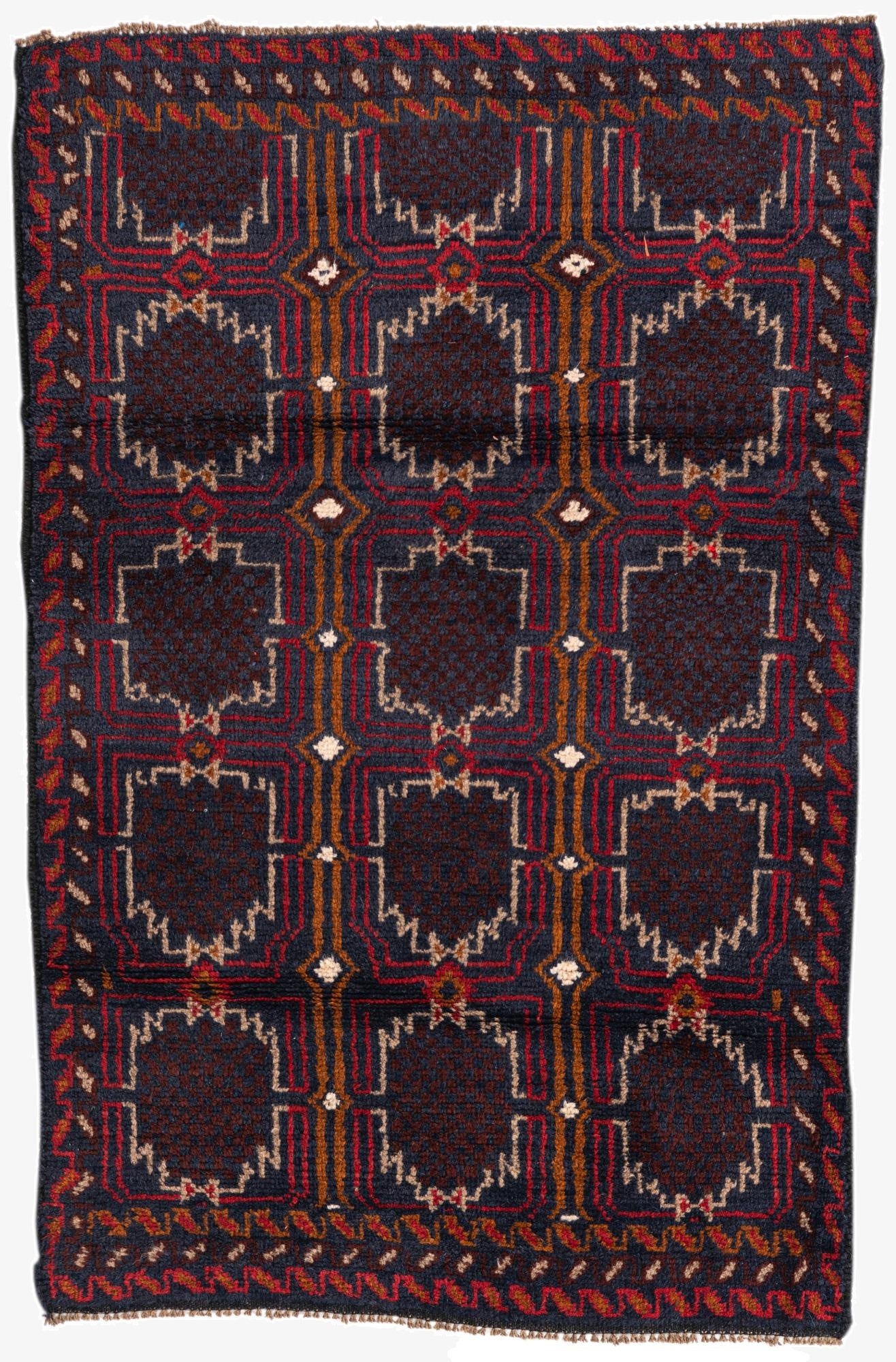 2' 10 x 4' 5  Hand Knotted Balouch Persian Wool Rug