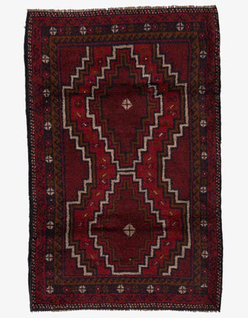 3' x 4' 7 Hand Knotted Balouch Persian Wool Rug