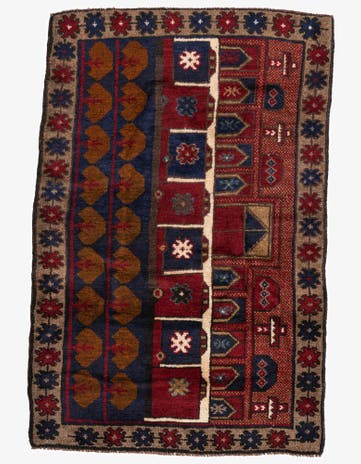 3' x 4' 7 Hand Knotted Balouch Persian Wool Rug