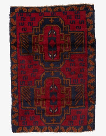 3' x 4' 5 Hand Knotted Balouch Persian Wool Rug