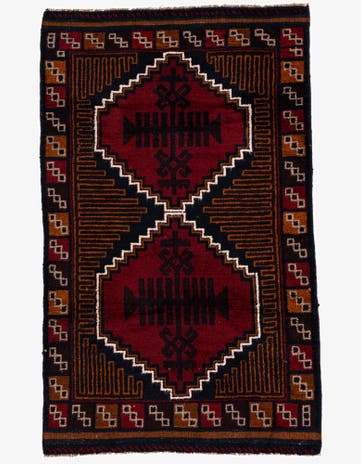 2' 9 x 4' 7 Hand Knotted Balouch Persian Wool Rug