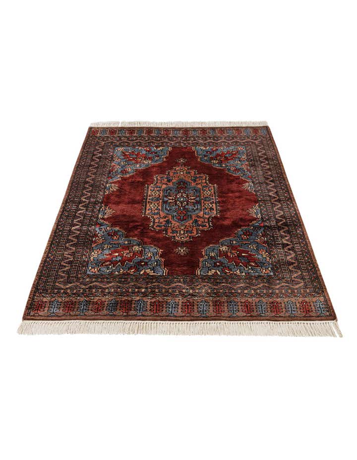 4' 1 x 6' 1 Hand Knotted Bokhara Oriental Wool Rug