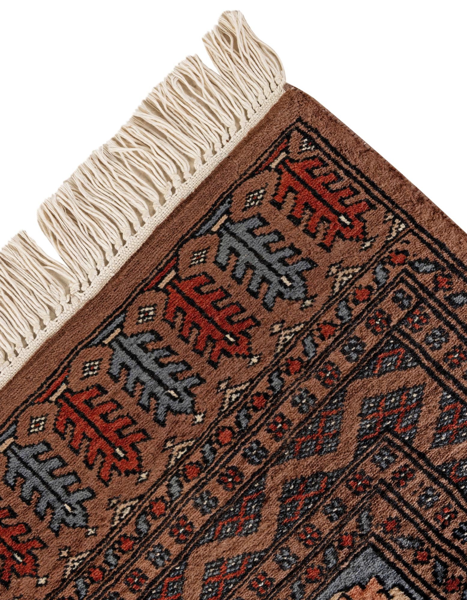 4' 1 x 6' 1 Hand Knotted Bokhara Oriental Wool Rug