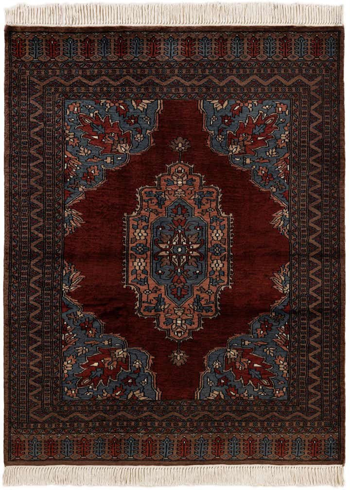 4' 1 x 6' 1 Hand Knotted Bokhara Oriental Wool Rug