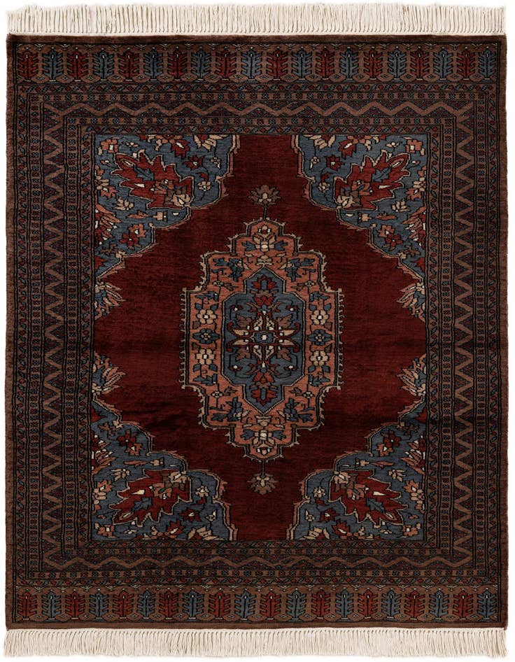Detail image of 4' 1 x 6' 1 Hand Knotted Bokhara Oriental Wool Rug