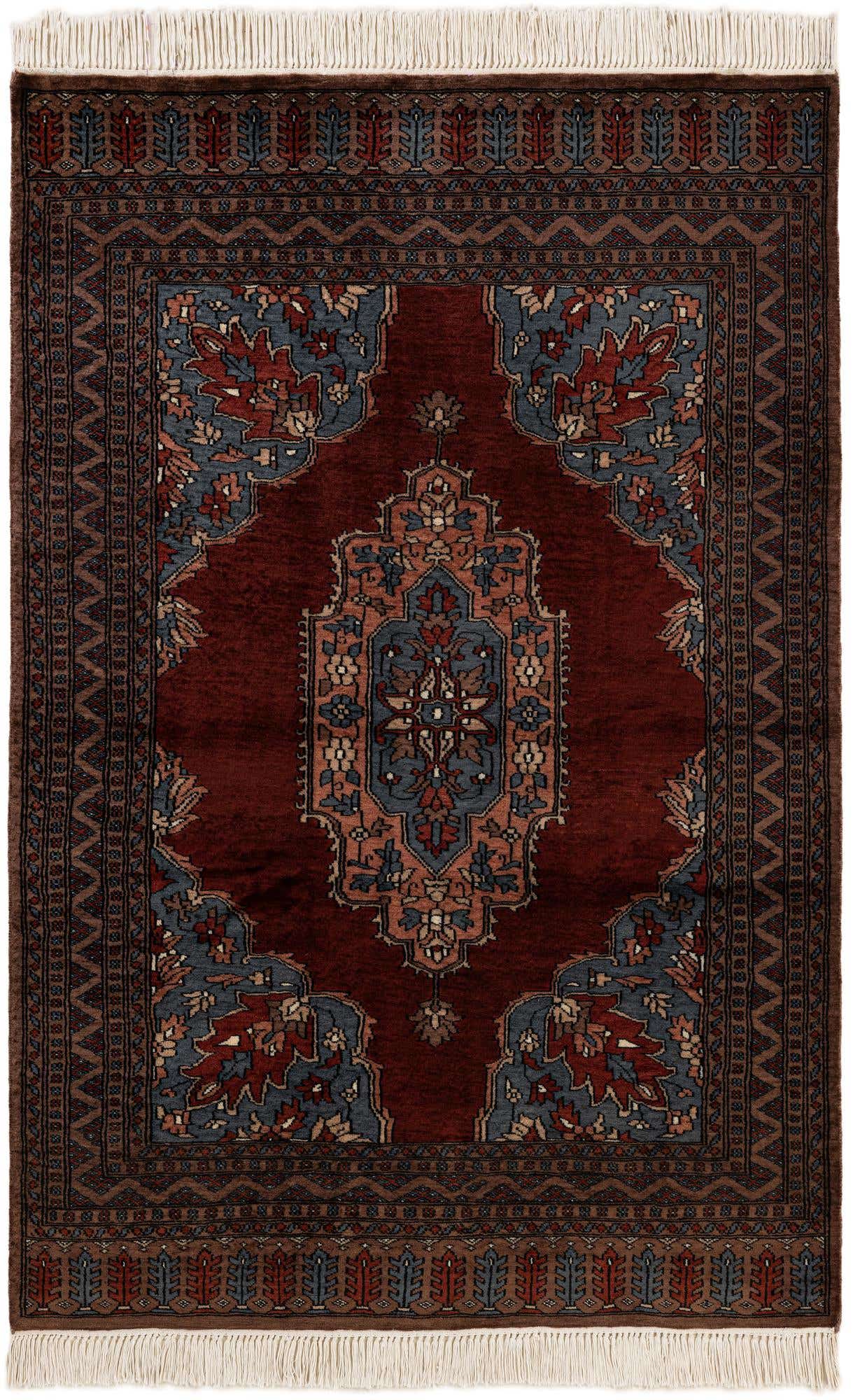 4' 1 x 6' 1 Hand Knotted Bokhara Oriental Wool Rug