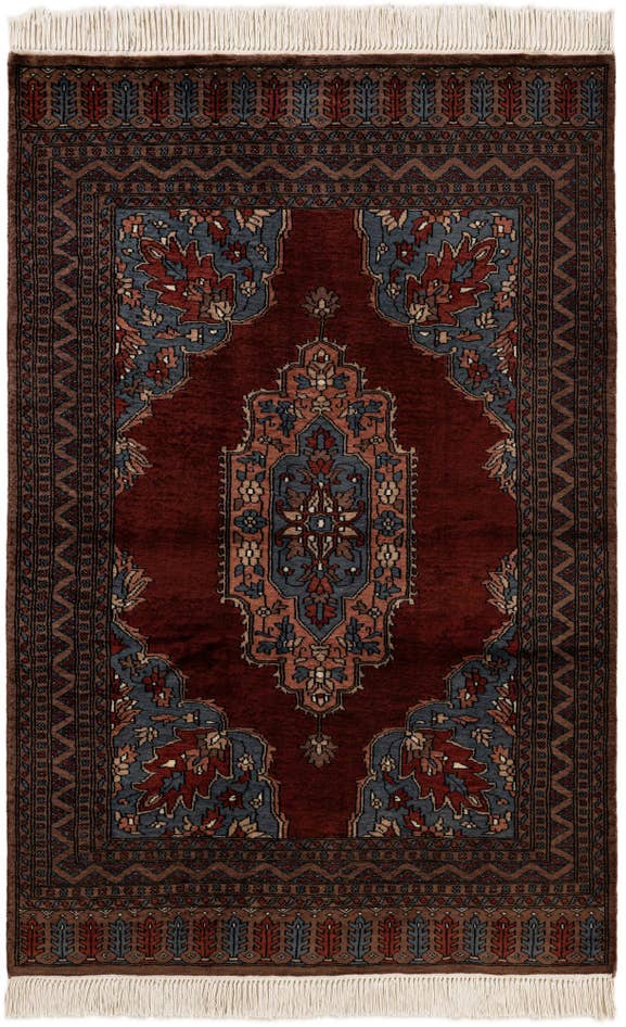 Detail image of 4' 1 x 6' 1 Hand Knotted Bokhara Oriental Wool Rug