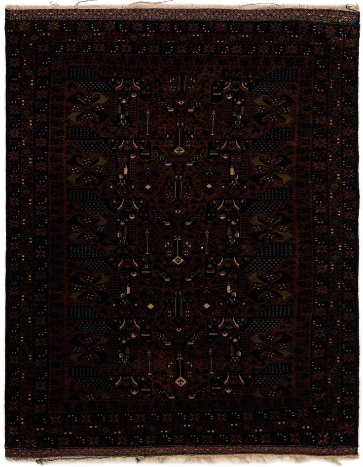 Detail image of 3' 10 x 6' 11 Hand Knotted Bokhara Oriental Wool Rug