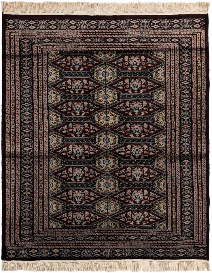 Detail image of 4' 3 x 5' 11 Hand Knotted Bokhara Oriental Wool Rug