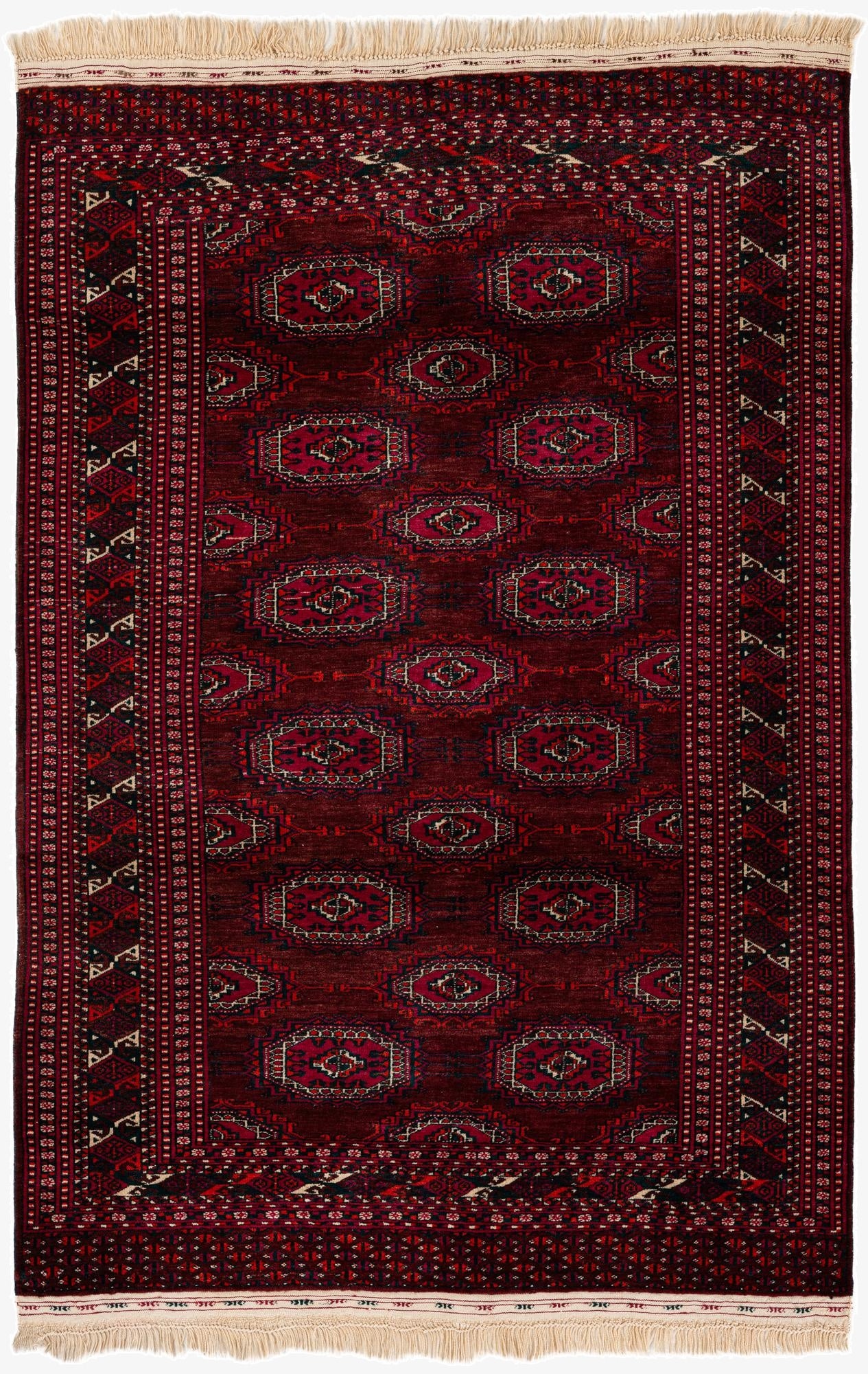 4' 2 x 6' 7  Hand Knotted Bokhara Oriental Wool Rug