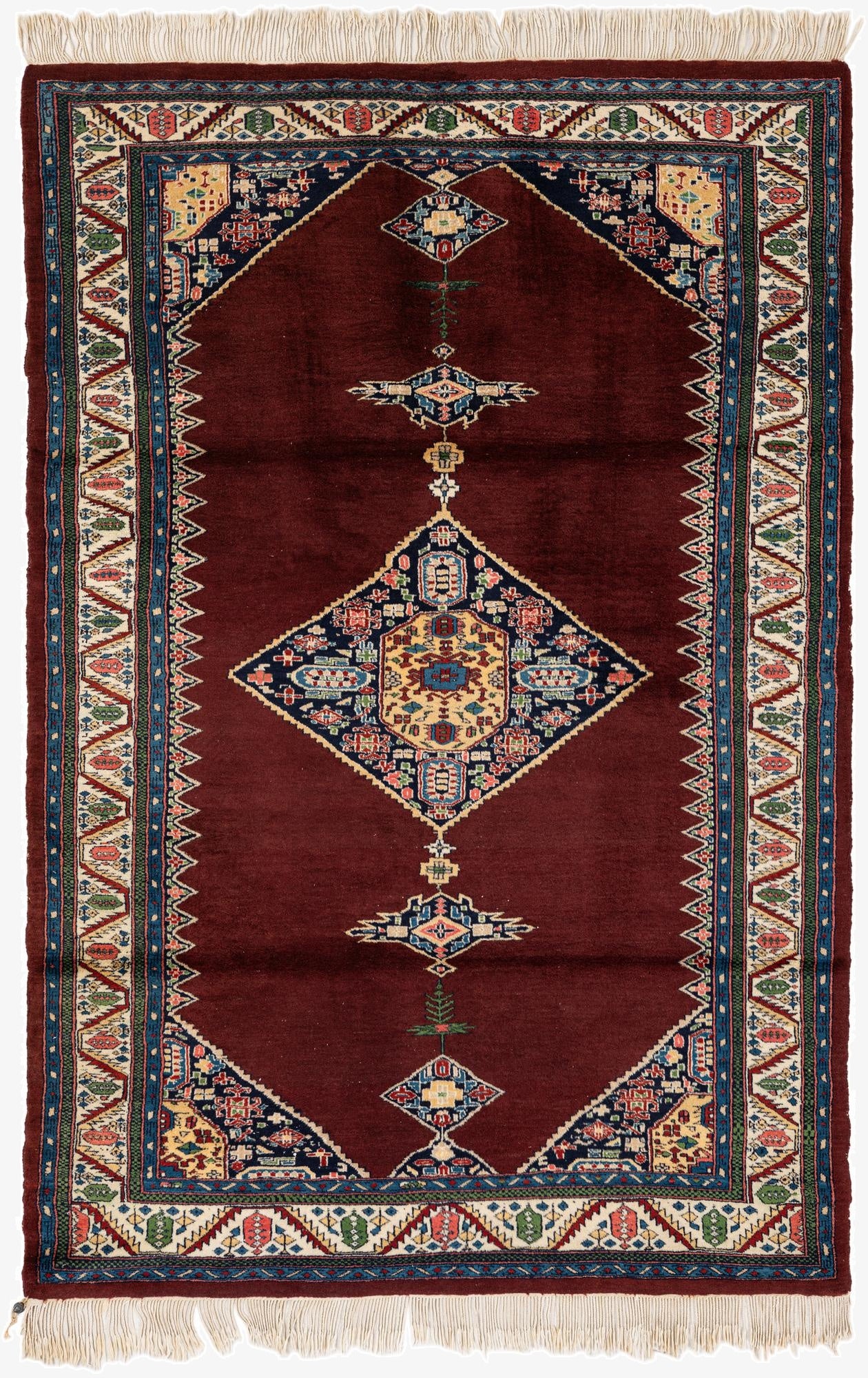 4' 3 x 6' 4  Hand Knotted Bokhara Oriental Wool Rug