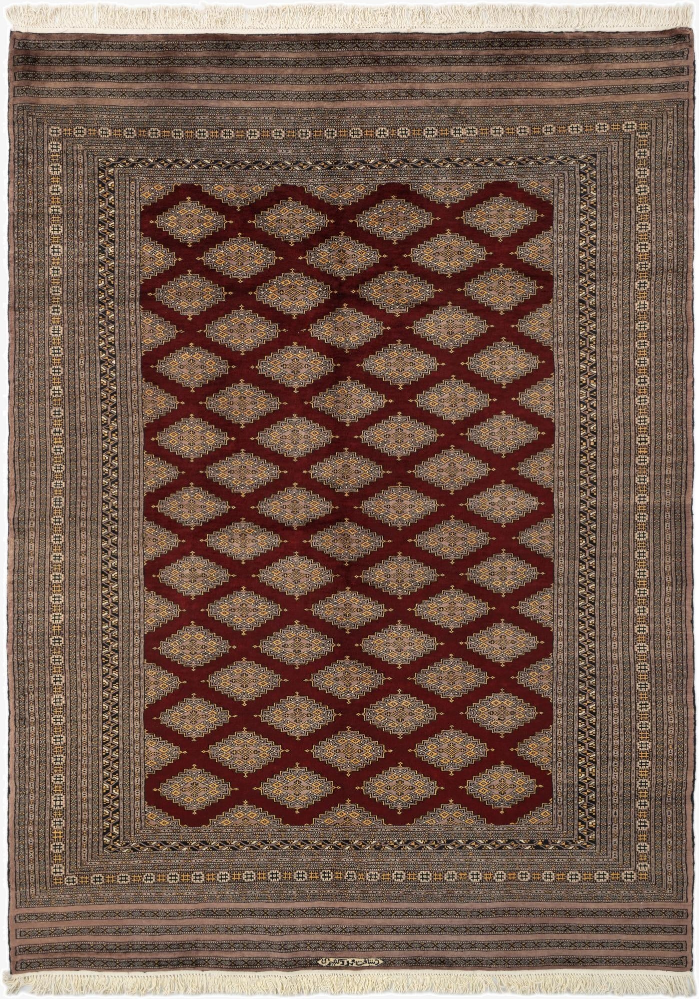 6' 2 x 8' 6  Hand Knotted Bokhara Oriental Wool Rug