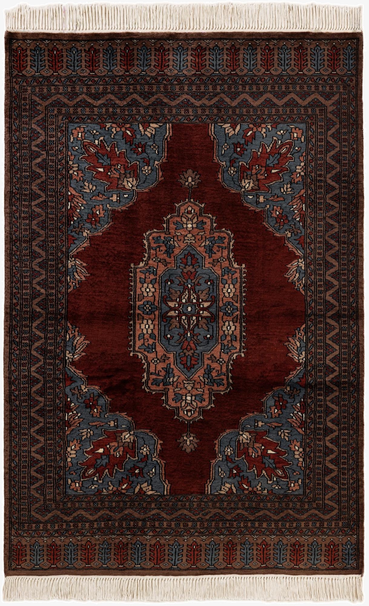 4' 1 x 6' 1  Hand Knotted Bokhara Oriental Wool Rug