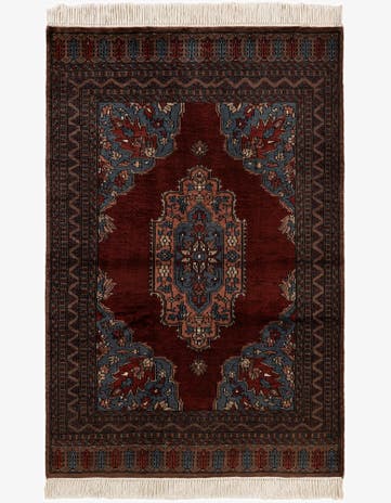 4' 1 x 6' 1 Hand Knotted Bokhara Oriental Wool Rug