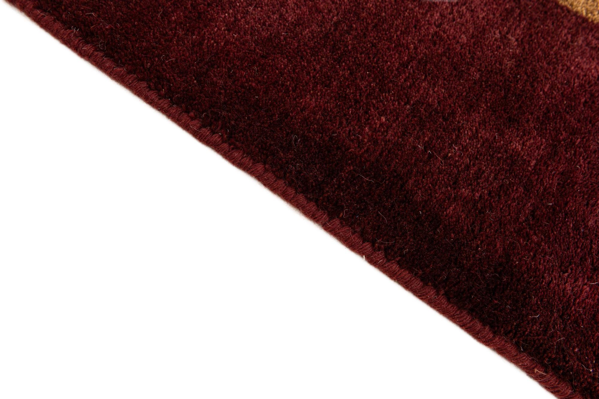 6' 7 x 9' 11 Hand Knotted Gabbeh Wool Rug