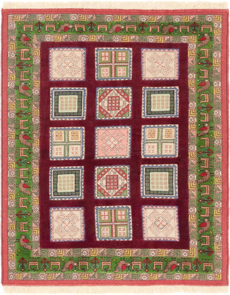 Detail image of 4' 3 x 6' 6 Hand Knotted Ghoochan Persian Wool Rug