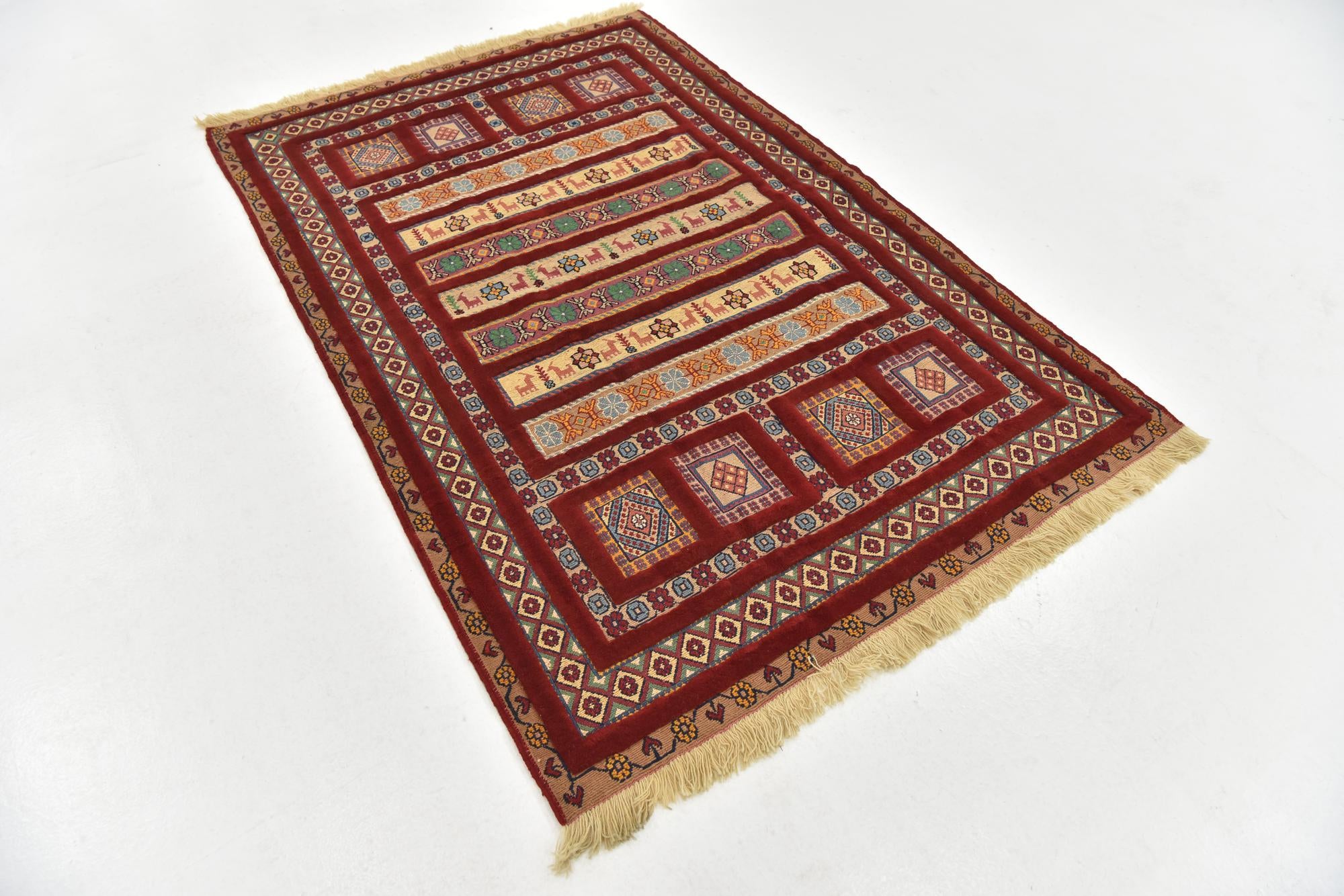 4' 4 x 6' 7 Hand Knotted Ghoochan Persian Wool Rug