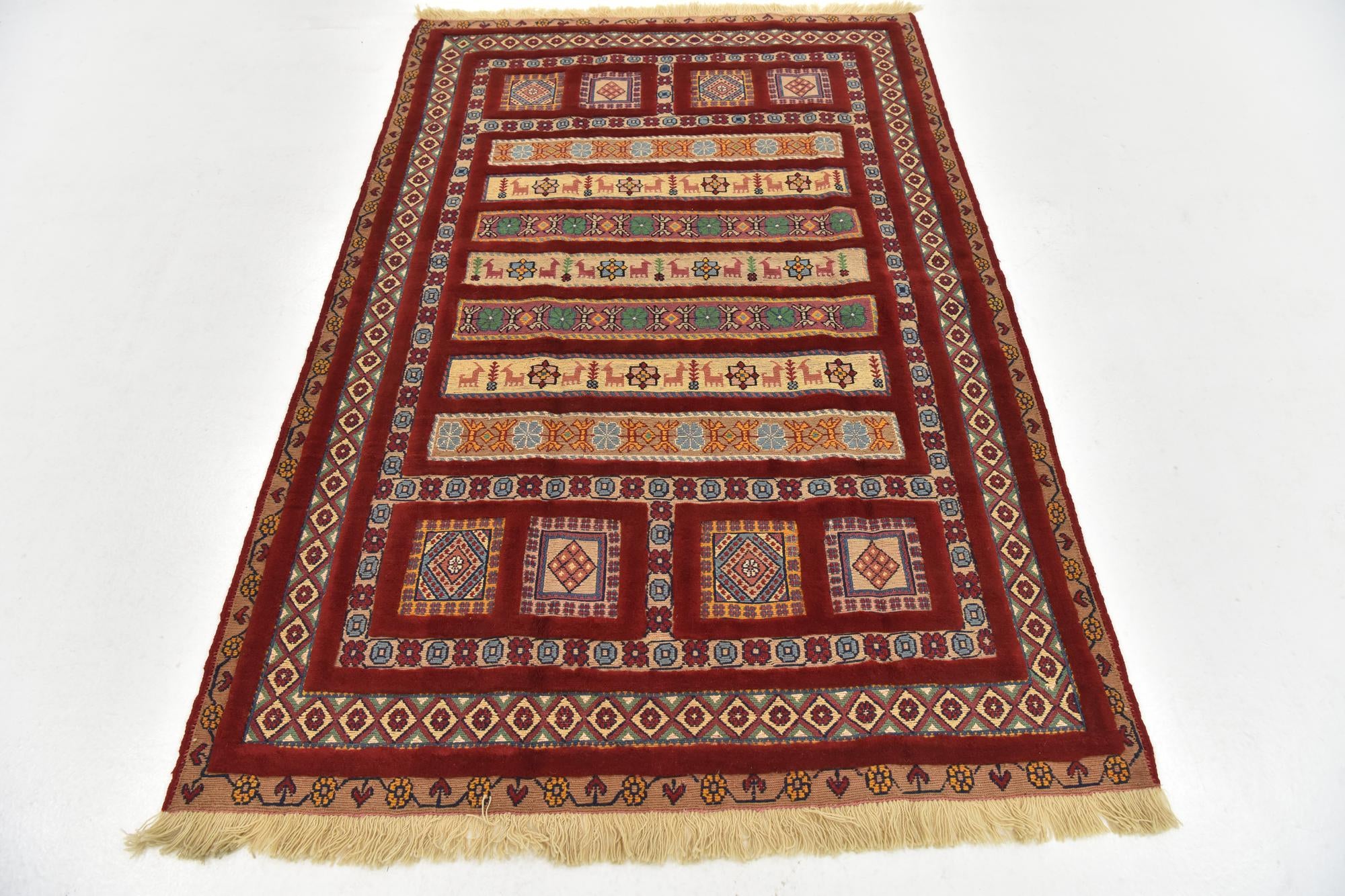 4' 4 x 6' 7 Hand Knotted Ghoochan Persian Wool Rug