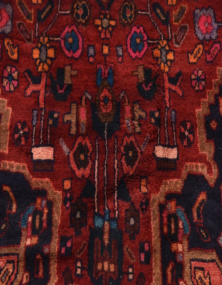Detail image of 4' 8 x 9' Hand Knotted Hamedan Persian Wool Rug