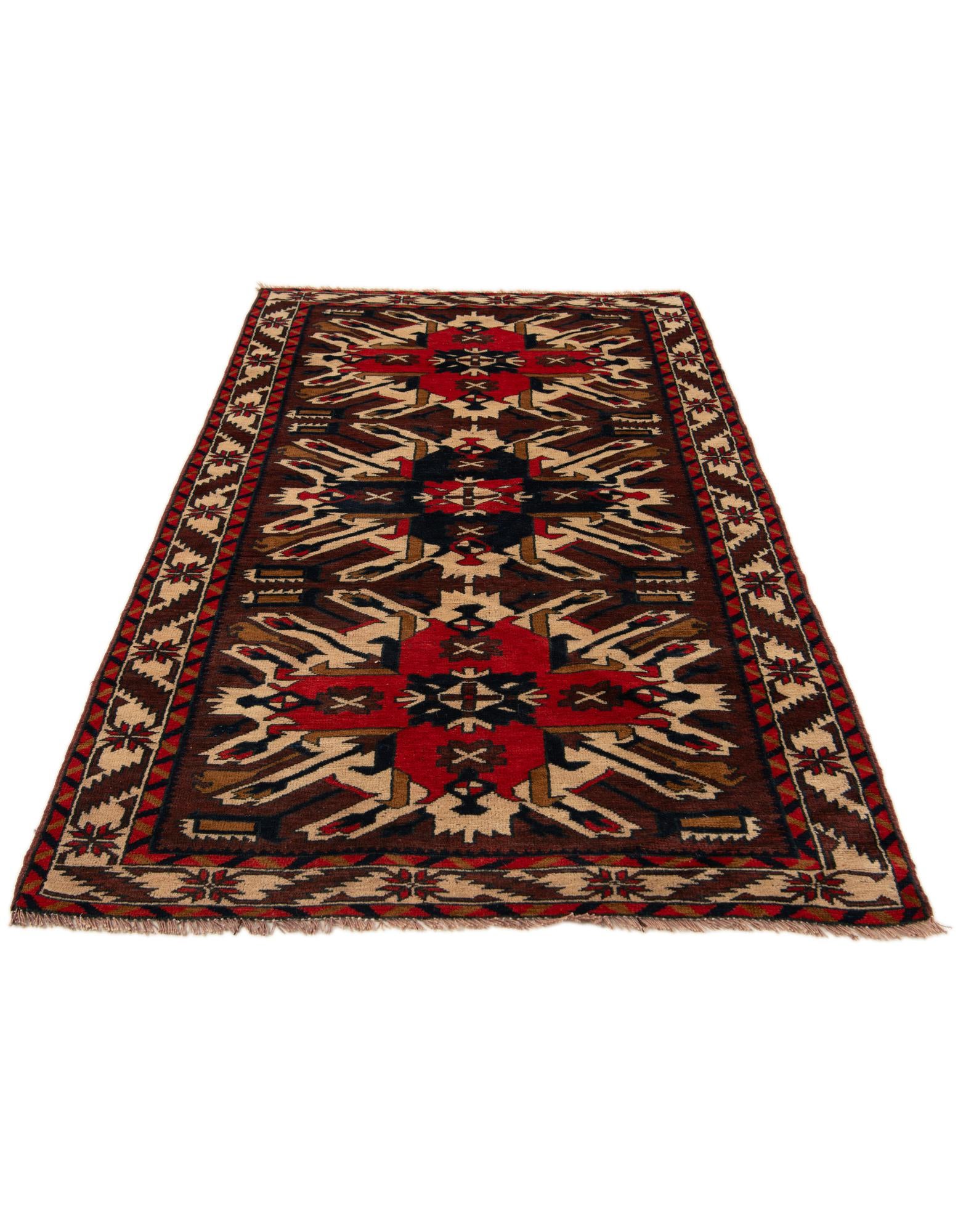 3' 8 x 6' 4 Hand Knotted Heriz Wool Rug