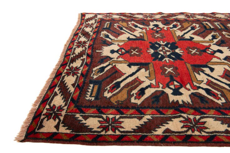 Detail image of 3' 8 x 6' 4 Hand Knotted Heriz Wool Rug