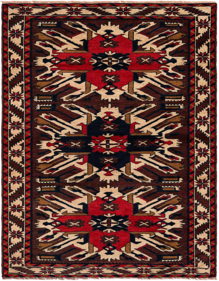 Detail image of 3' 8 x 6' 4 Hand Knotted Heriz Wool Rug