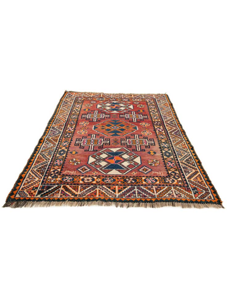 Detail image of 4' 2 x 5' 9 Hand Knotted Heriz Wool Rug