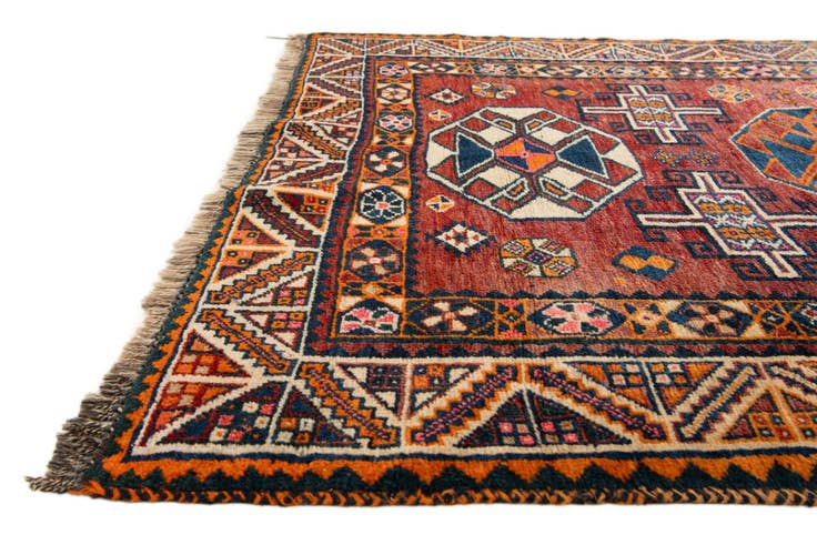 Detail image of 4' 2 x 5' 9 Hand Knotted Heriz Wool Rug