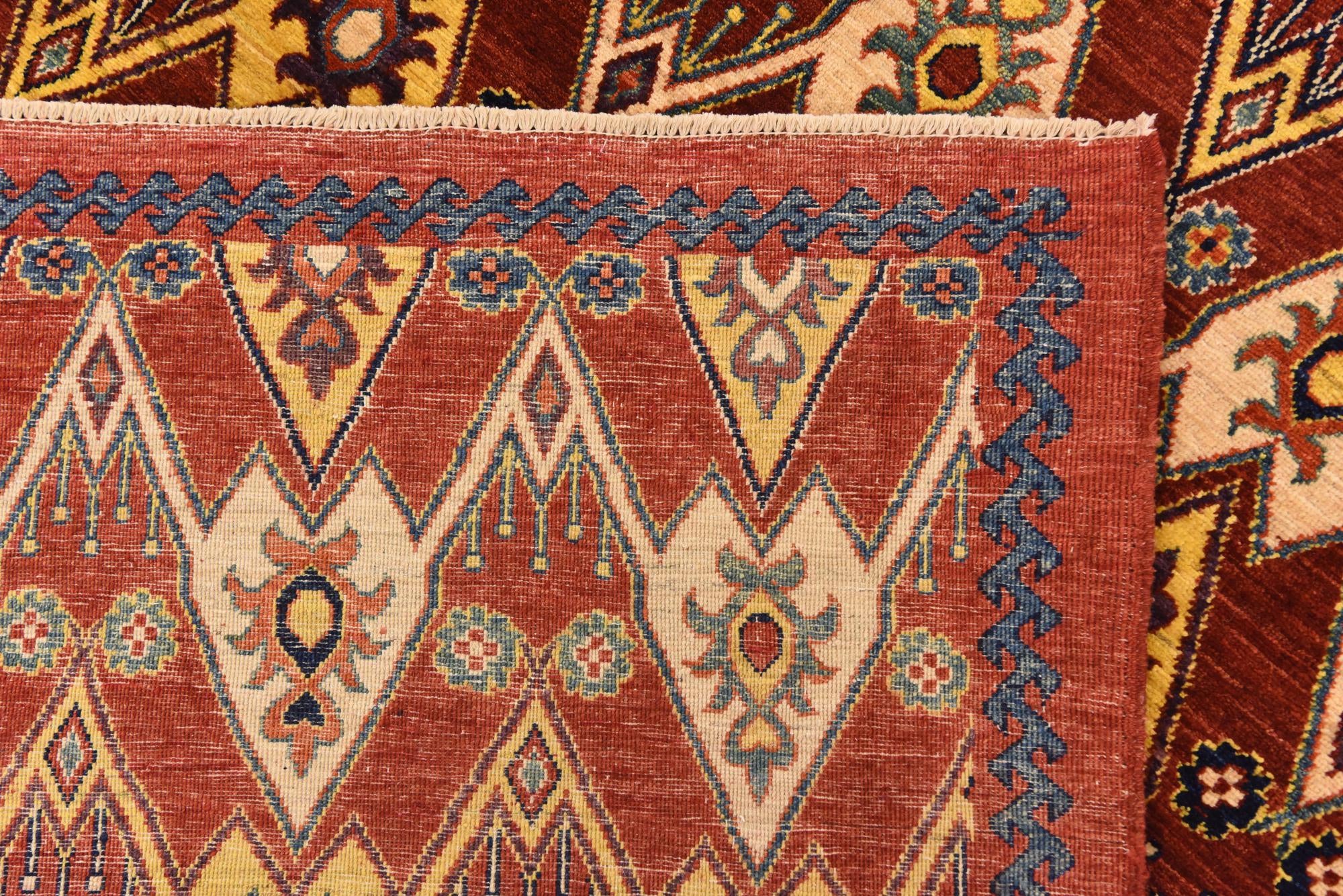 5' 8 x 8' Hand Knotted Ikat Oriental Rug