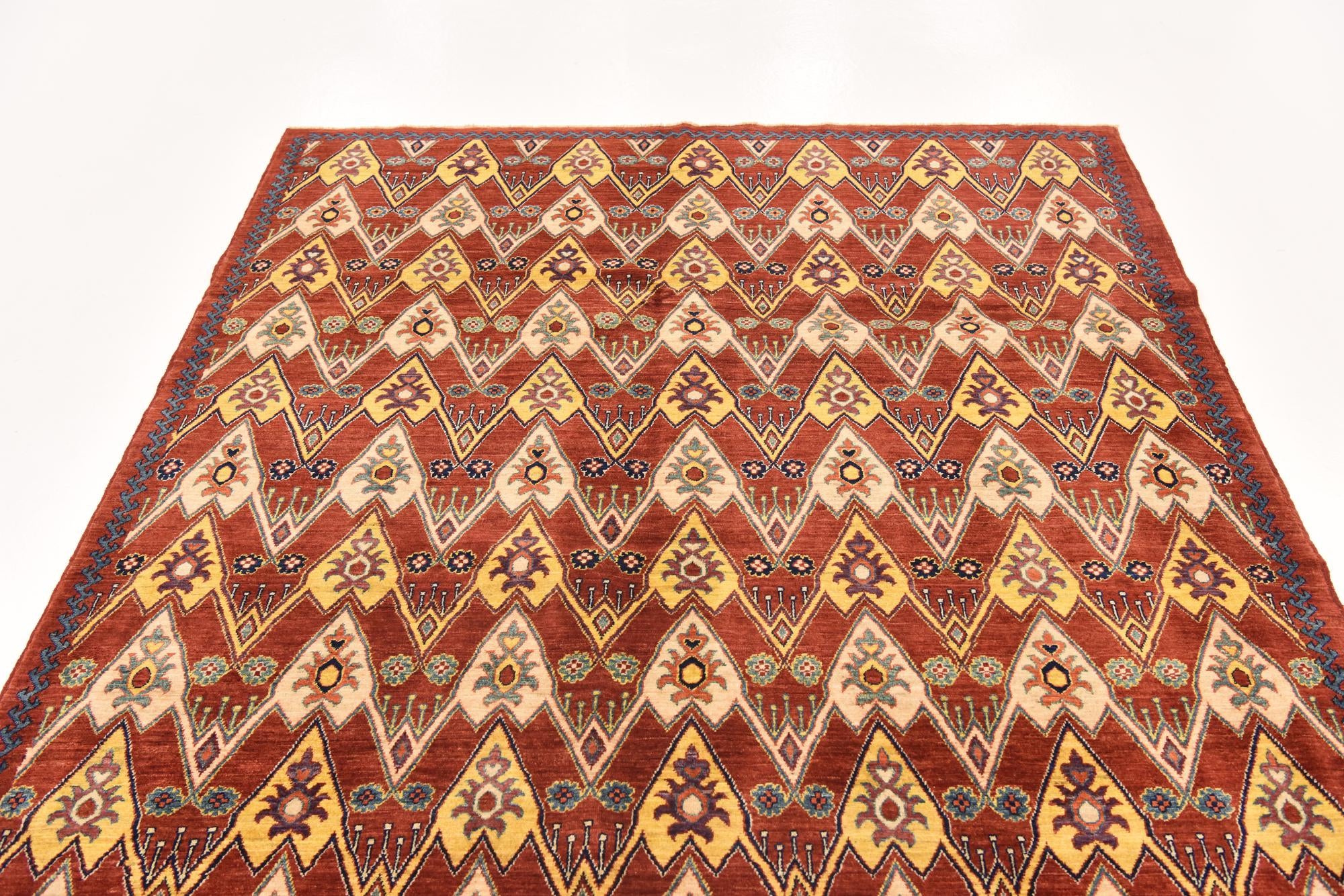 5' 8 x 8' Hand Knotted Ikat Oriental Rug