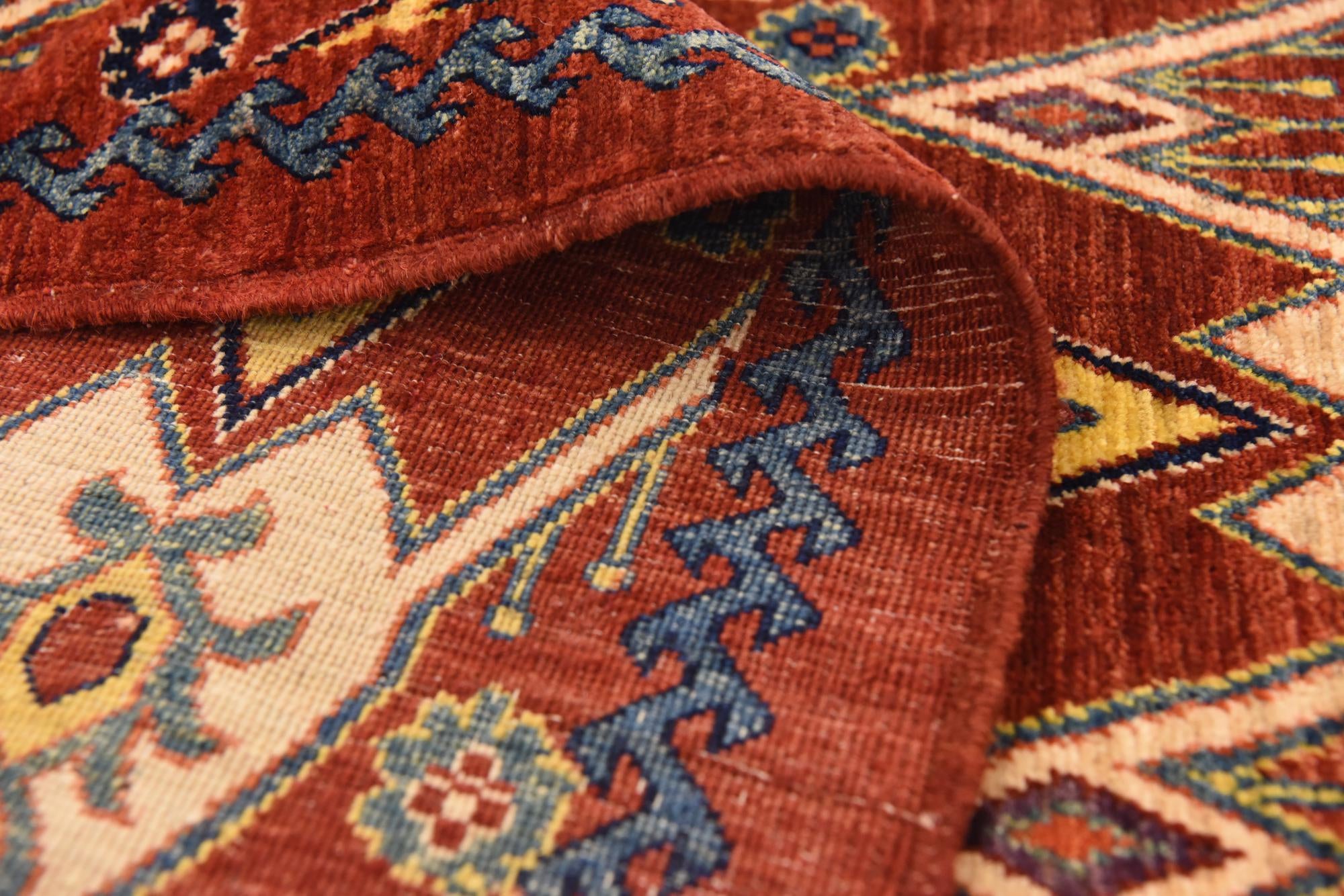 5' 8 x 8' Hand Knotted Ikat Oriental Rug