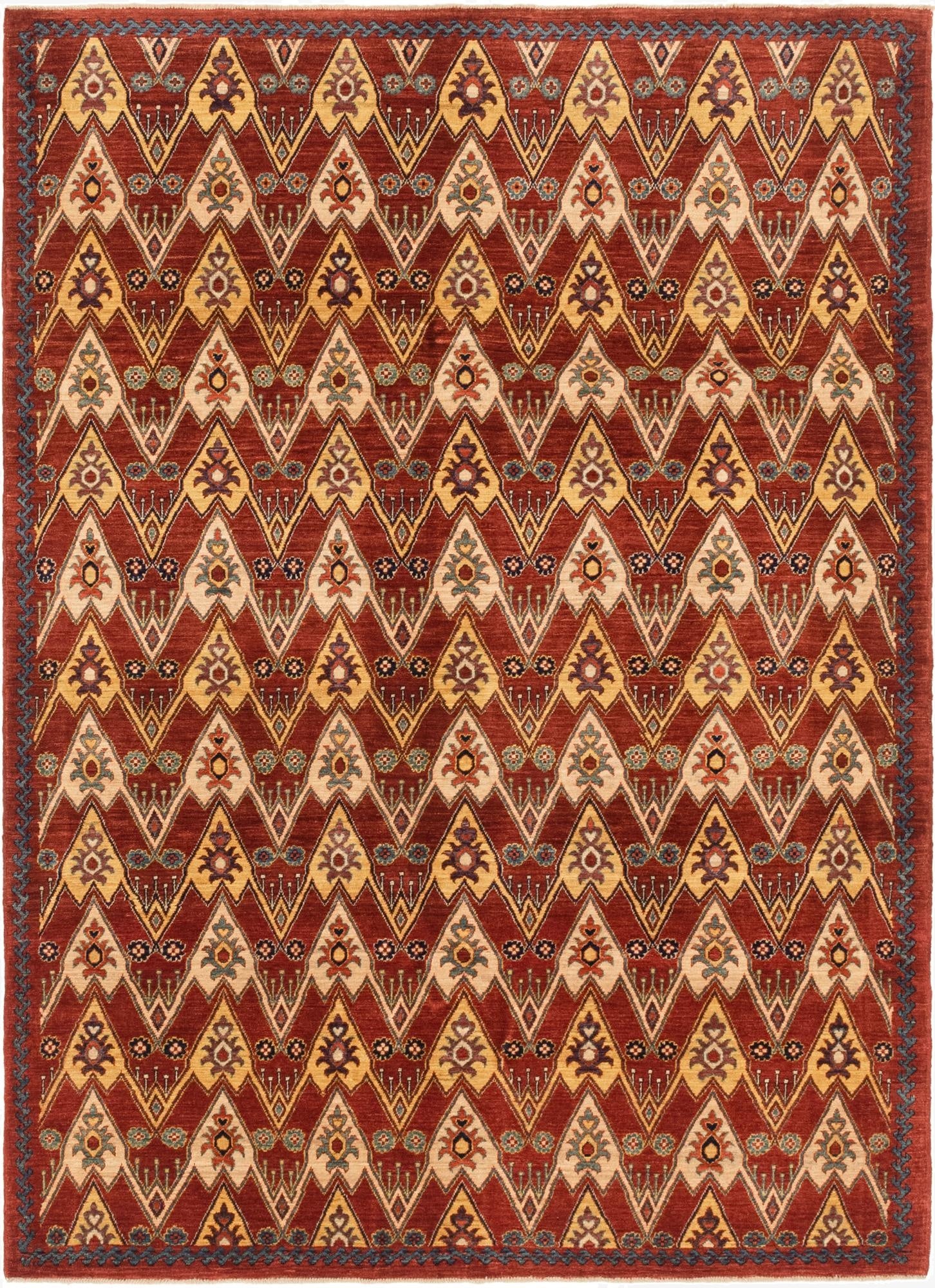 5' 8 x 8'  Hand Knotted Ikat Oriental Rug