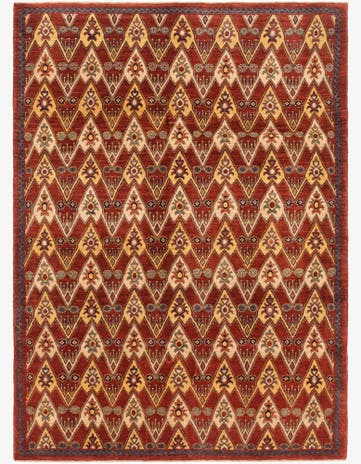 5' 8 x 8' Hand Knotted Ikat Oriental Rug