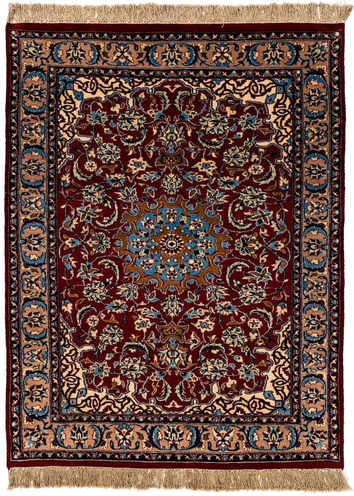 4' x 5' 8 Hand Knotted Isfahan Oriental Wool Rug