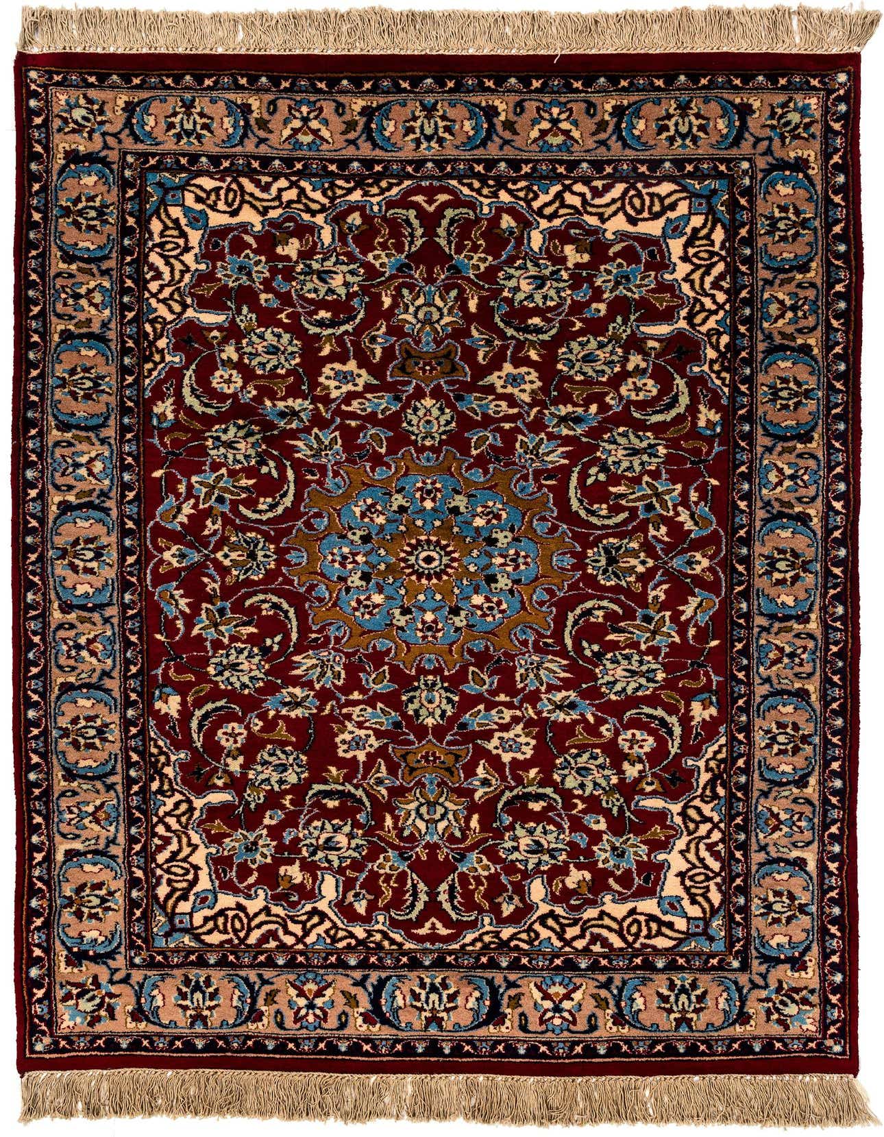4' x 5' 8 Hand Knotted Isfahan Oriental Wool Rug