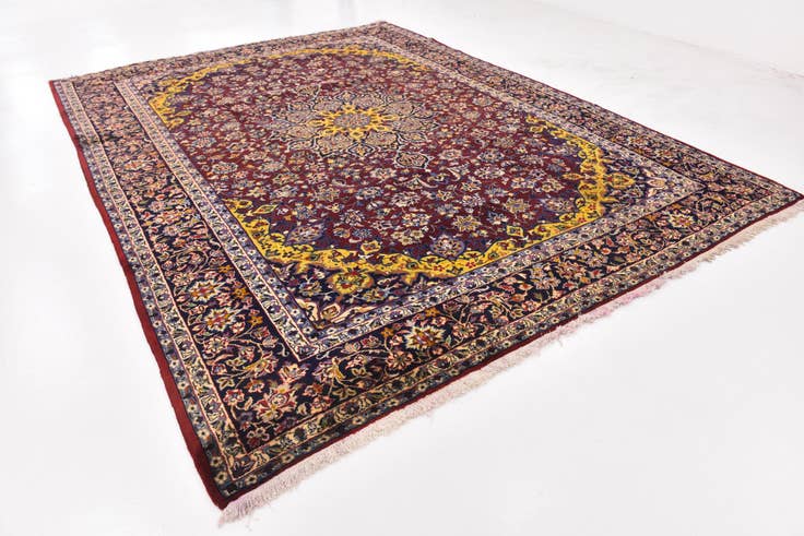 Detail image of 9' 8 x 12' 10 Hand Knotted Isfahan Persian Wool Rug