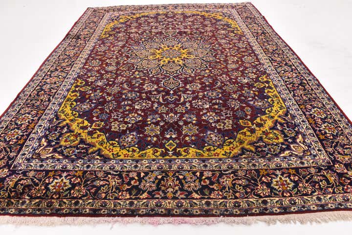 9' 8 x 12' 10 Hand Knotted Isfahan Persian Wool Rug