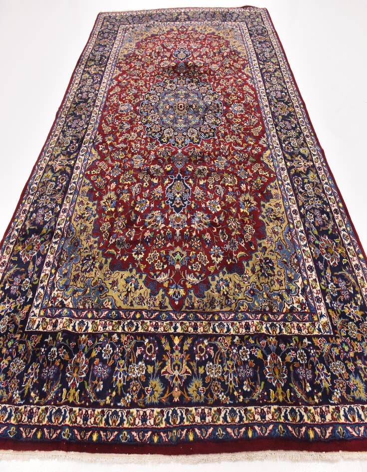 Detail image of 9' 6 x 13' 2  Hand Knotted Isfahan Persian Wool Rug
