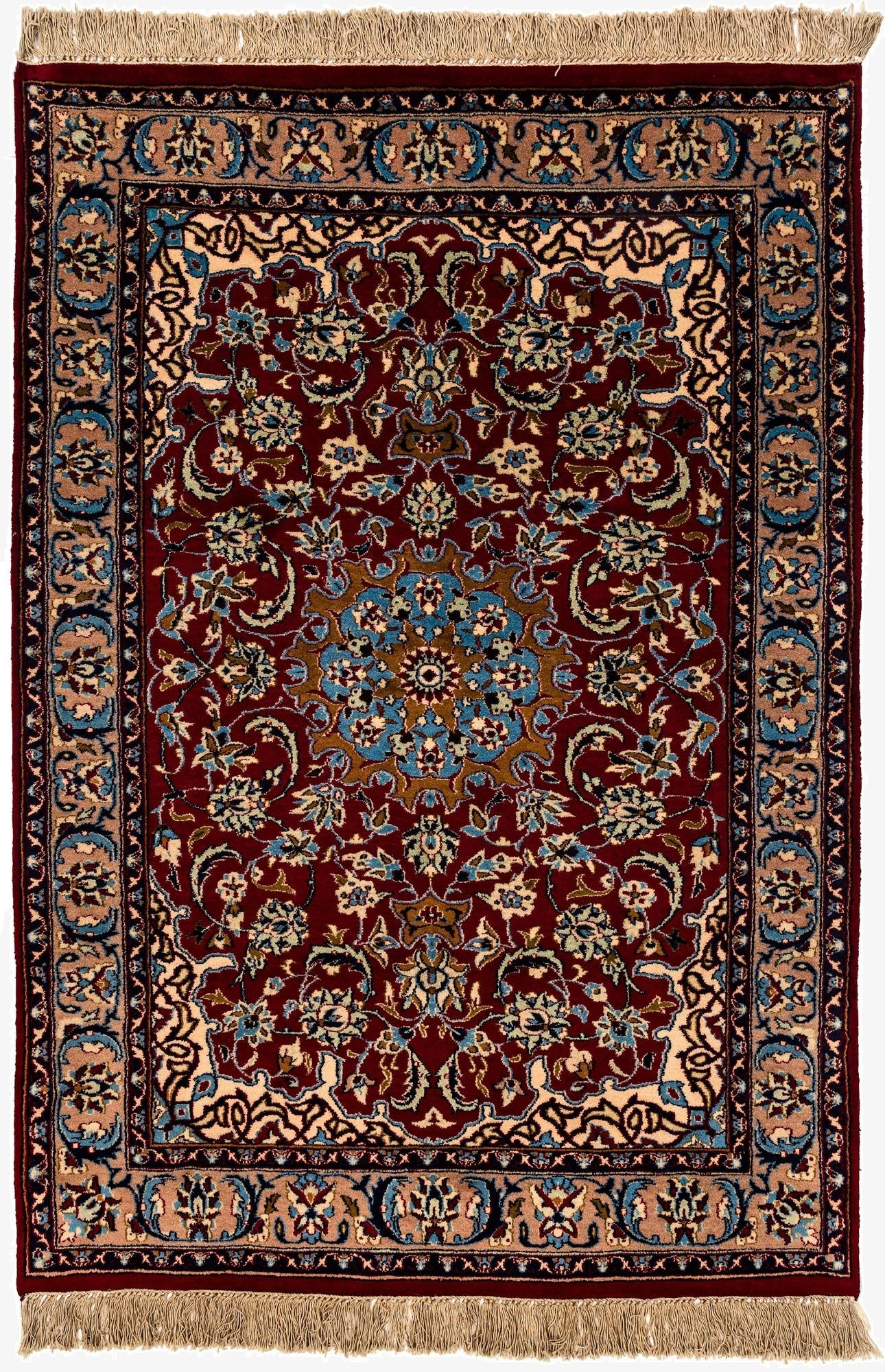4' x 5' 8  Hand Knotted Isfahan Oriental Wool Rug