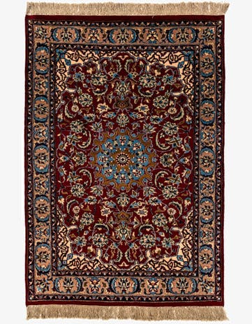 4' x 5' 8 Hand Knotted Isfahan Oriental Wool Rug