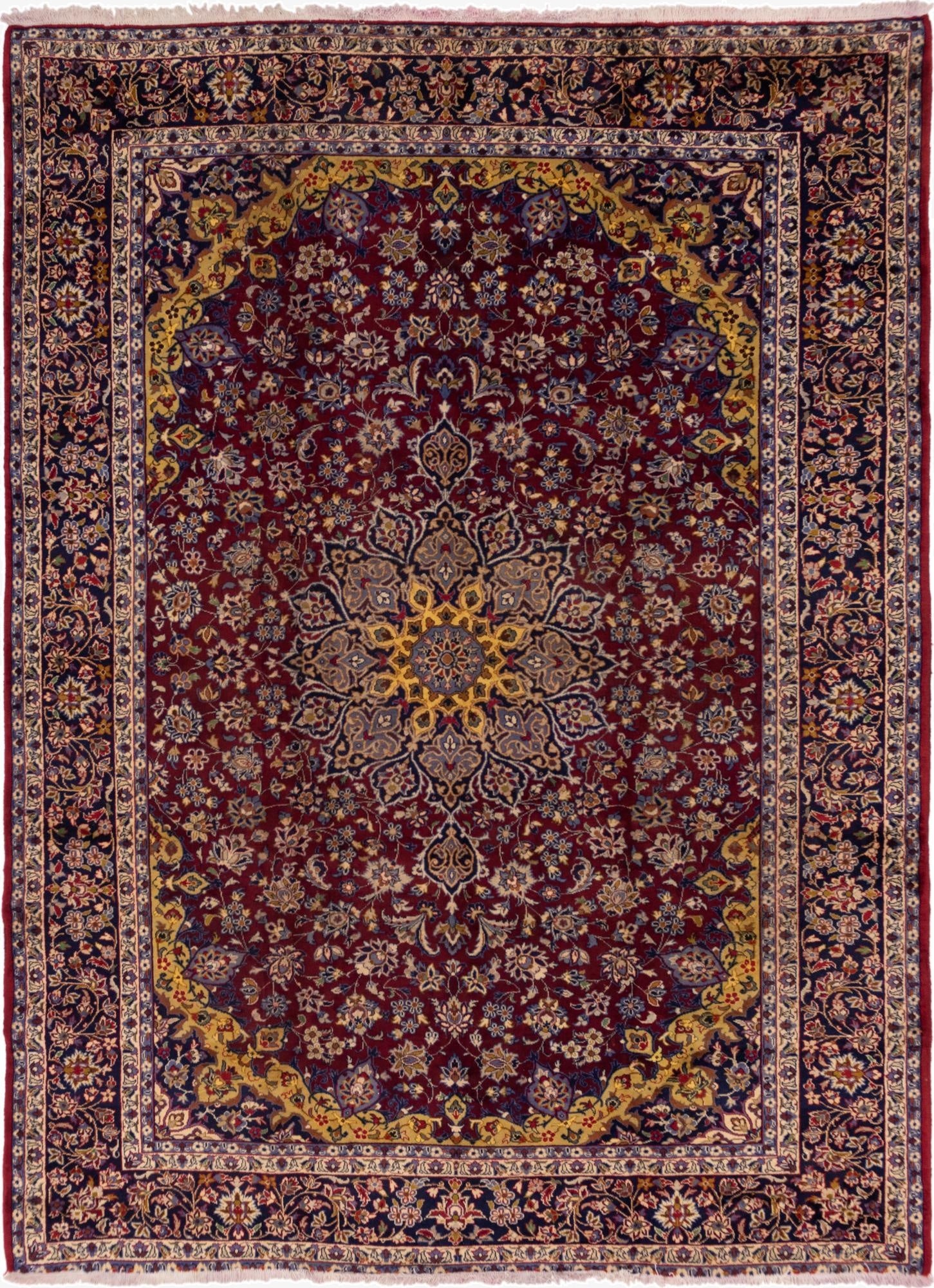 9' 8 x 12' 10  Hand Knotted Isfahan Persian Wool Rug