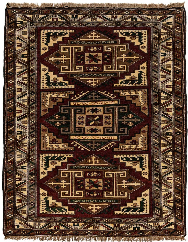 Detail image of 4' 9 x 7' 8 Hand Knotted Kars Wool Rug
